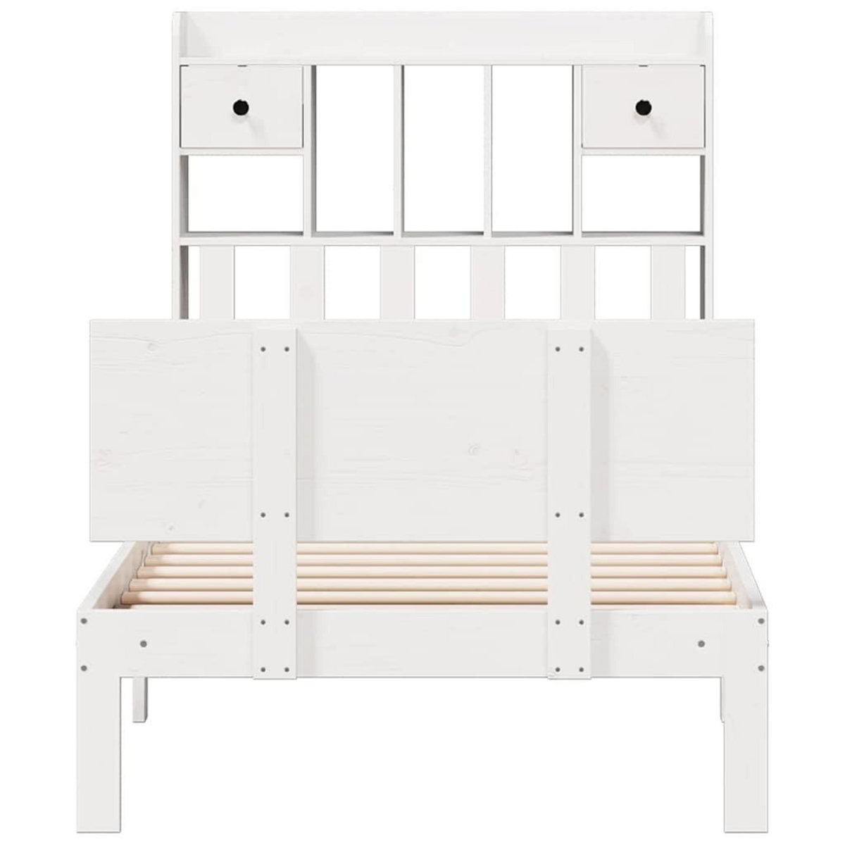 VIDAXL Lit bibliotheque sans matelas blanc 75x190cm bois de pin massif