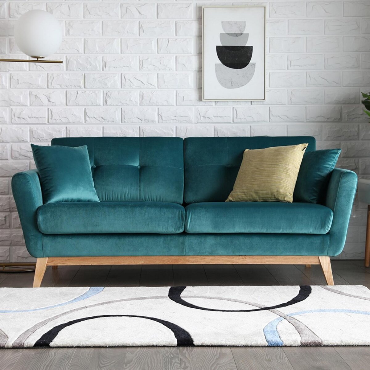 CONCEPT USINE Canapé 3 places en velours vert HOGA