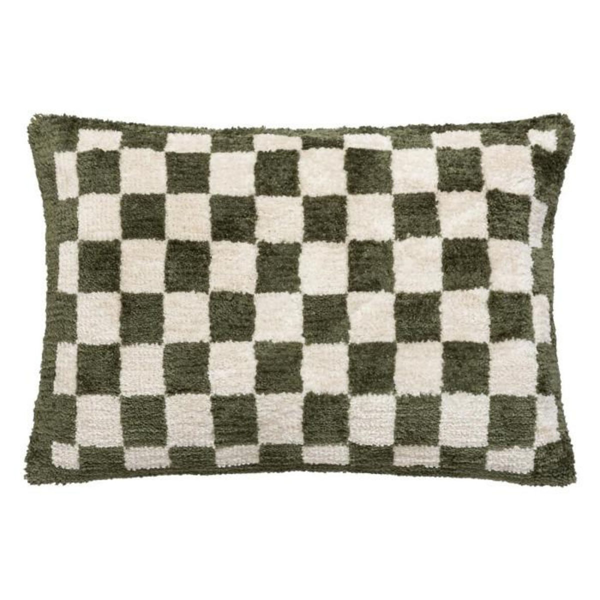 ATMOSPHERA Coussin Tufté Damier  Itha  38x58cm Kaki