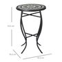 Voir la diapositive 3 : OUTSUNNY Table ronde style fer forgé bistro plateau mosaïque céramique métal époxy anticorrosion noir blanc