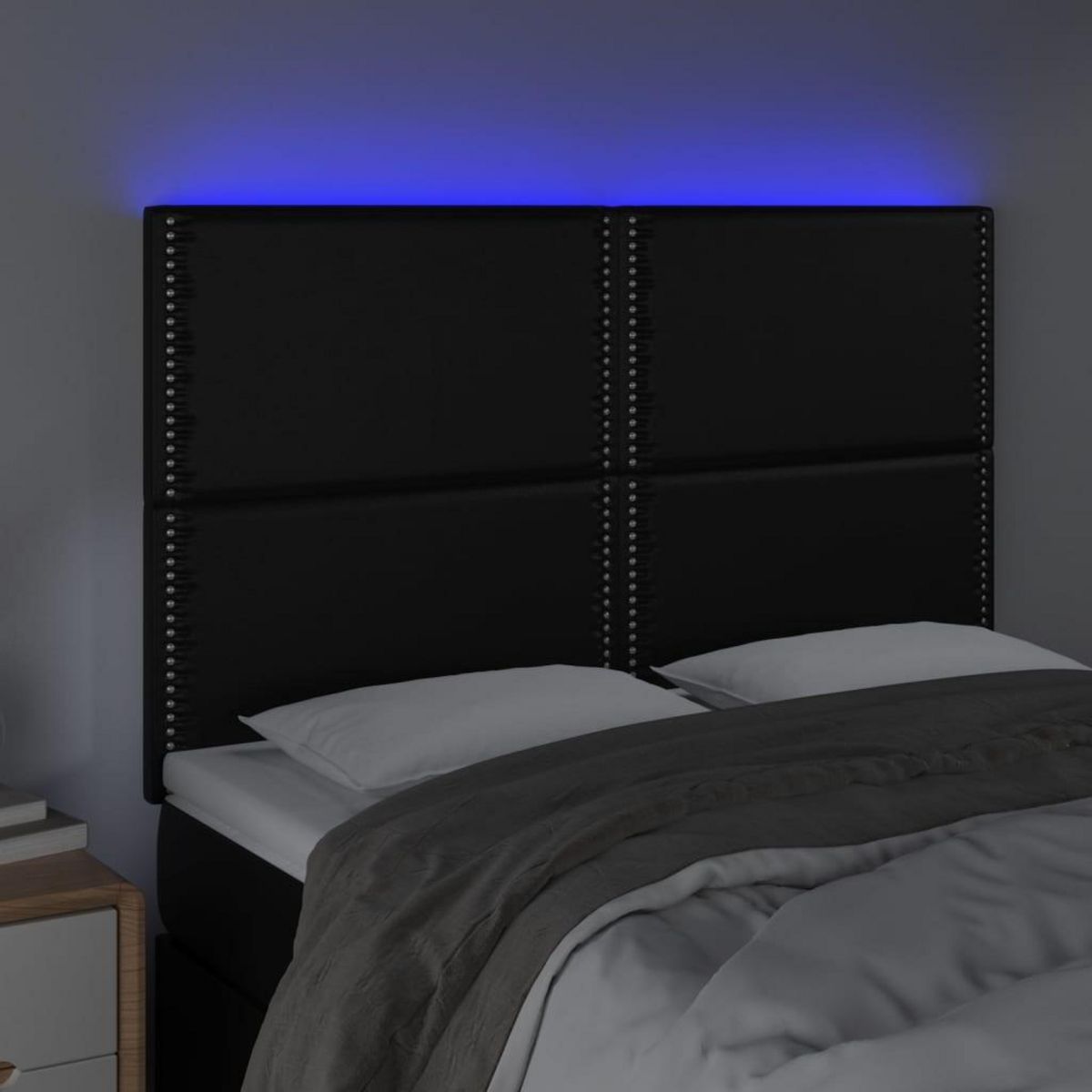 VIDAXL Tete de lit a LED Noir 144x5x118/128 cm Similicuir