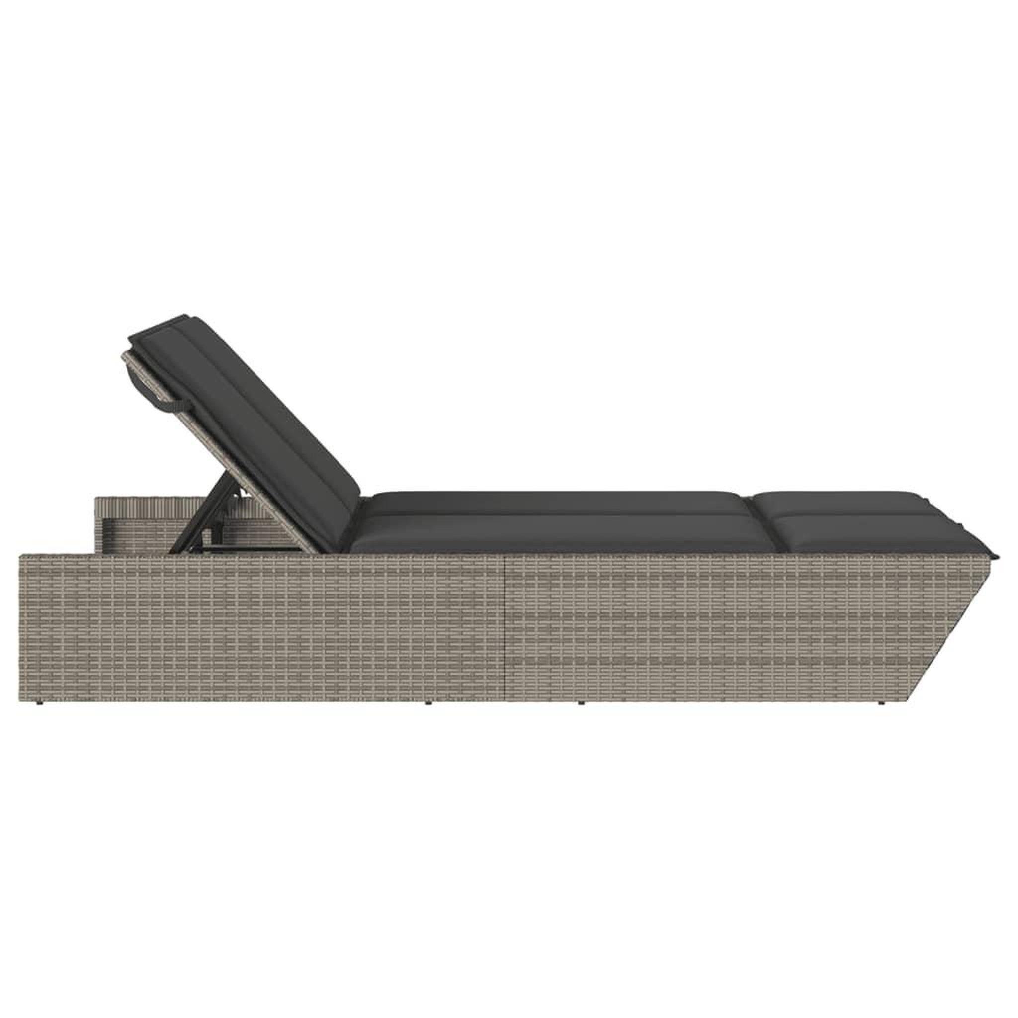 Voir la diapositive 4 : VIDAXL Chaise longue double avec coussins gris resine tressee