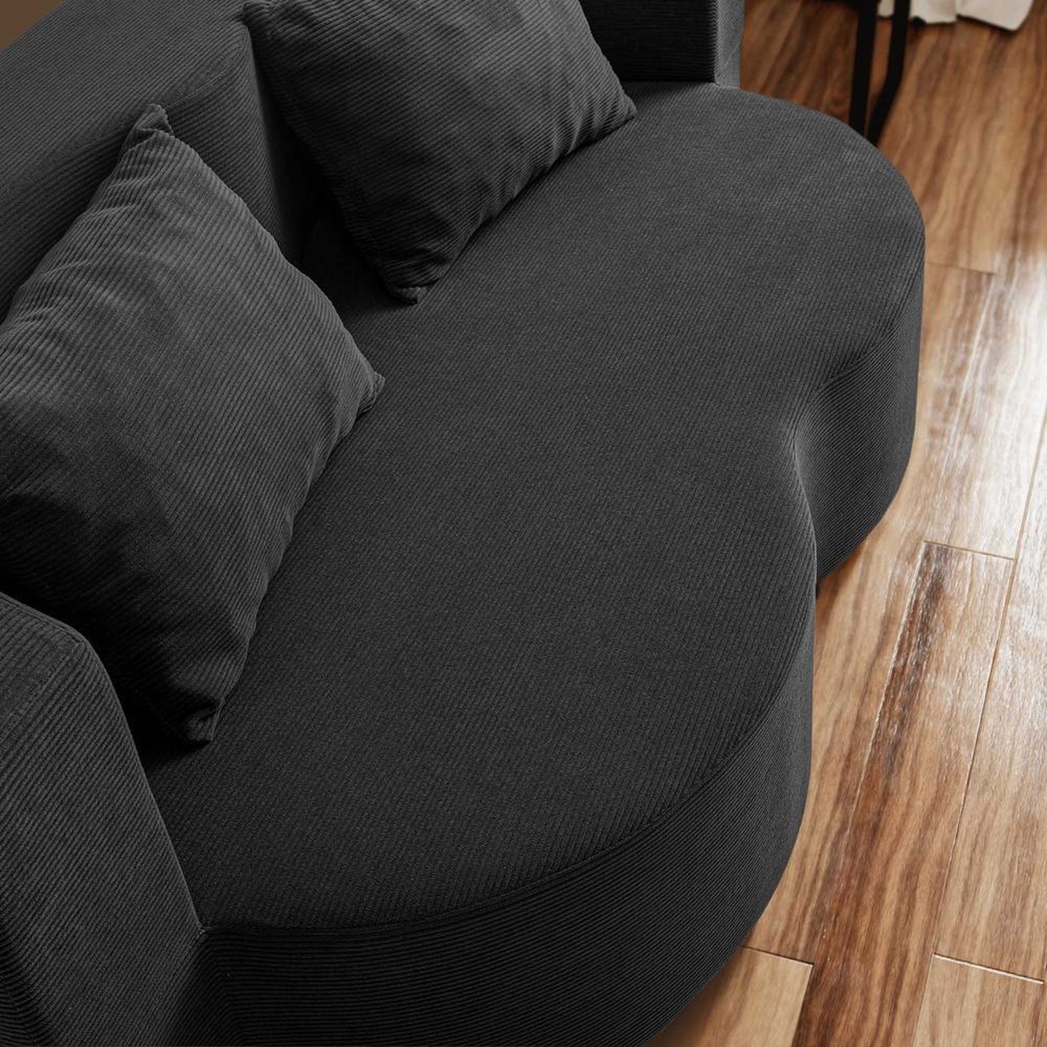 Voir la diapositive 5 : SOBUY Canapé-lit 2 places convertible en velours côtelé noir 177x107x32 cm fst101-sch