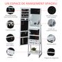 Voir la diapositive 6 : HOMCOM Armoire à bijoux multi-rangement avec miroir LED dim. 40L x 37l x 161H cm MDF blanc