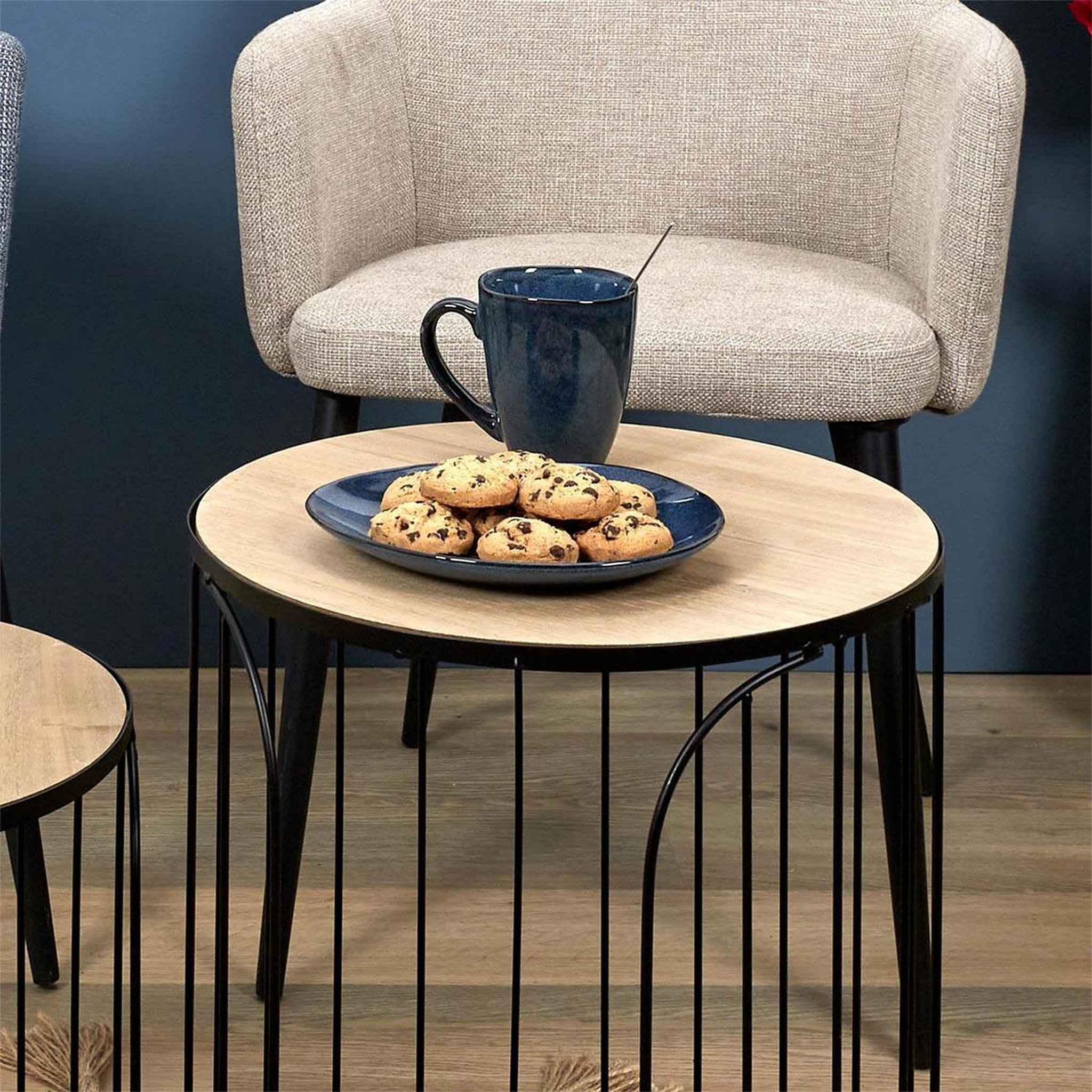 Voir la diapositive 5 : The Home Deco Factory Lot de 6 assiettes à dessert  au grès  22cm bleu