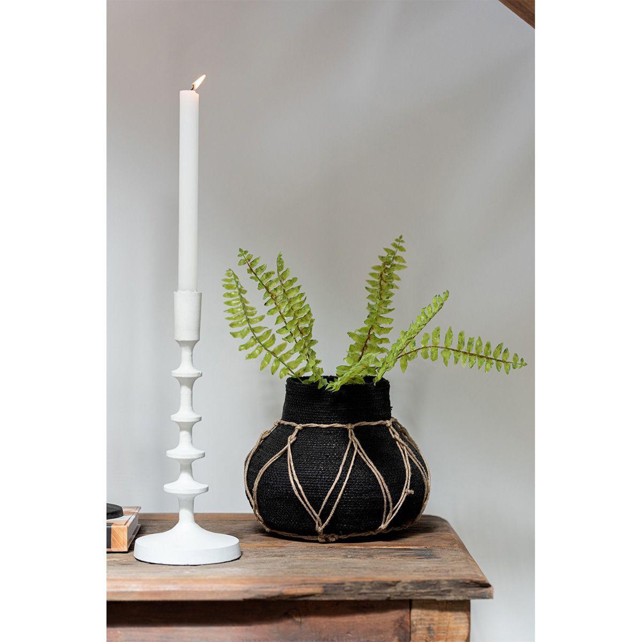 Voir la diapositive 2 : J-LINE Pot Décoratif  Herbes Marines  21cm Noir