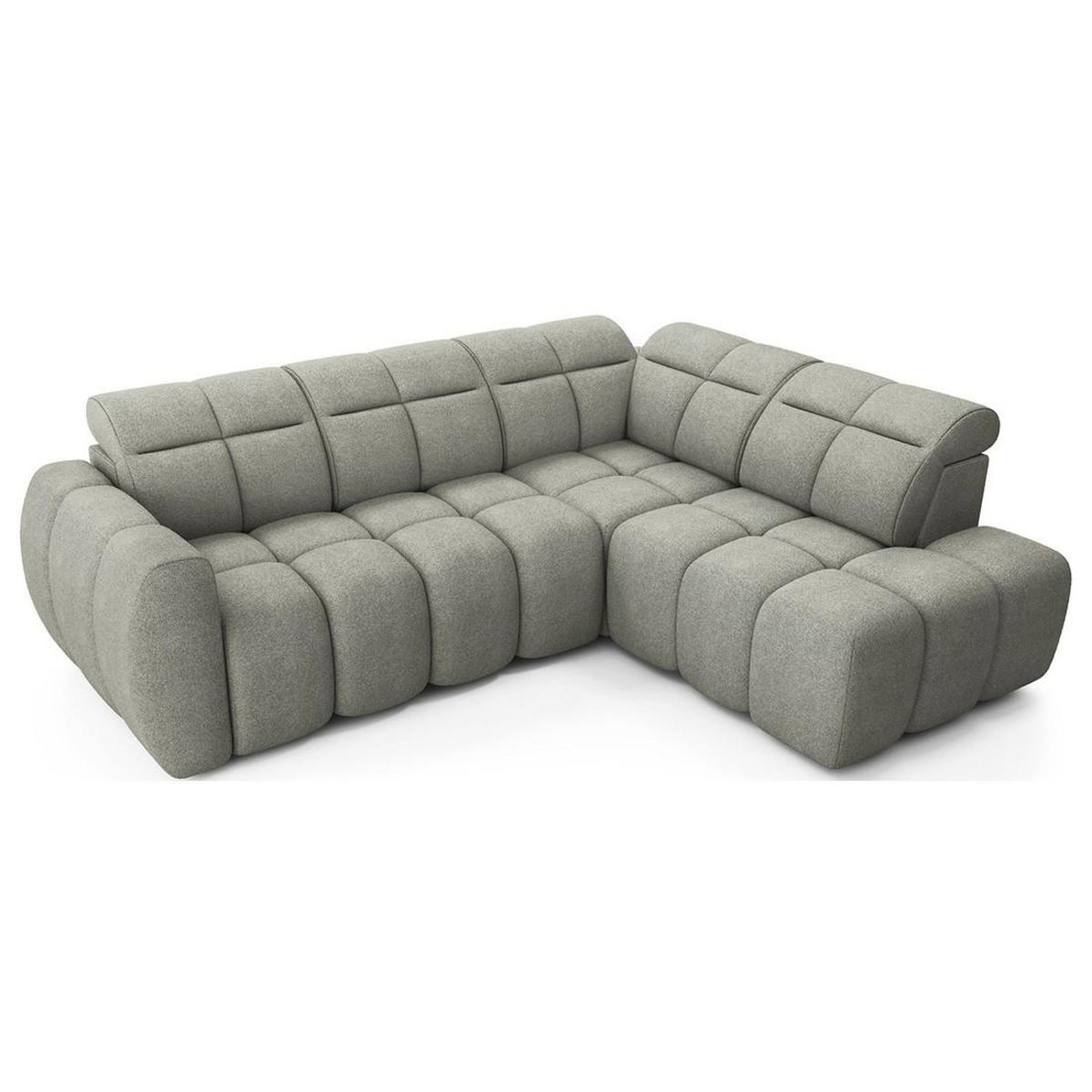 BEST MOBILIER Basile - canapé d'angle droit 4 places assise extensible électrique avec coffre en tissu texturé