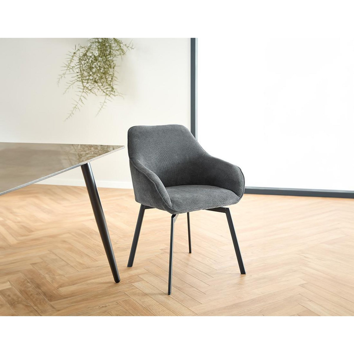 LISA DESIGN Juno - lot de 2 chaises pivotantes - pieds en acier - en tissu