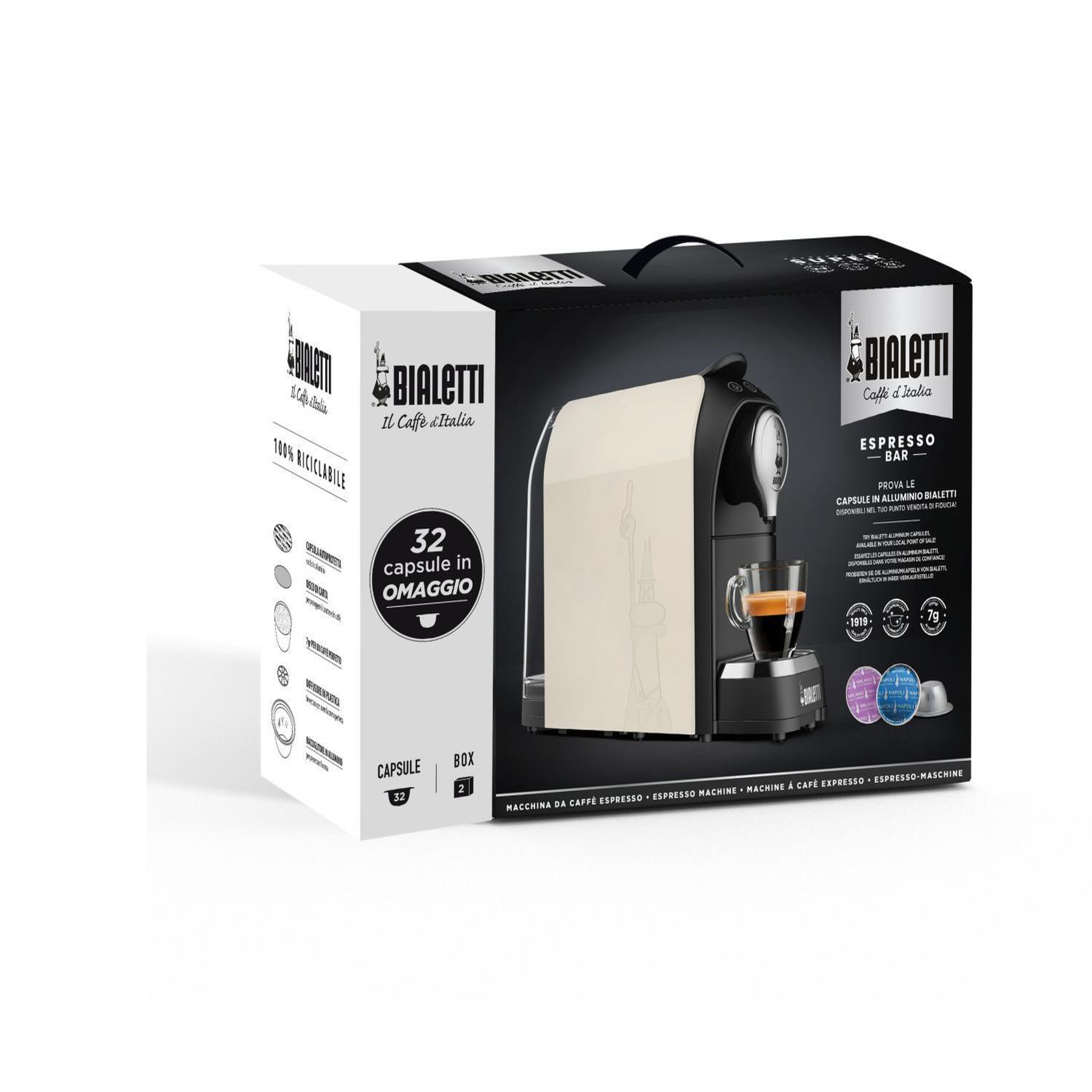 Voir la diapositive 3 : BIALETTI Machine à expresso automatique Bialetti Bundle Super + 32 capsules 0,7 L Blanc