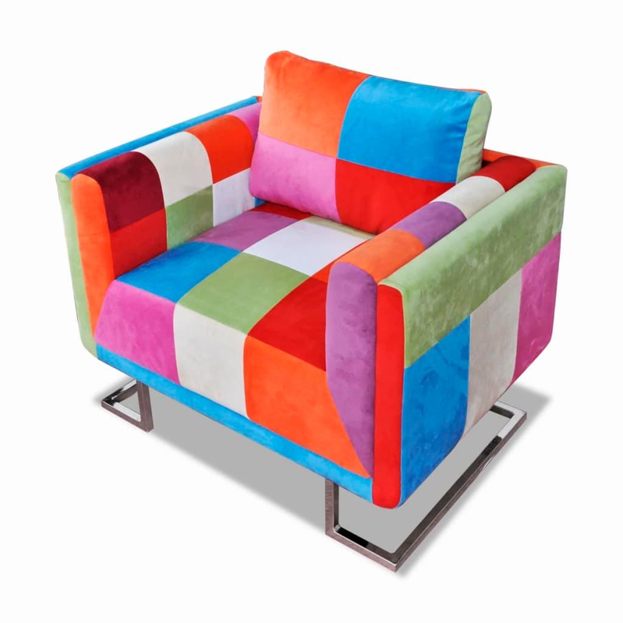 VIDAXL Fauteuil cube avec design de patchwork Chrome Tissu