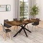 Voir la diapositive 2 : ID MARKET Table à manger extensible rectangle ALIX plateau HAWKINS 6-10 personnes bois foncé et noir 160-200 cm