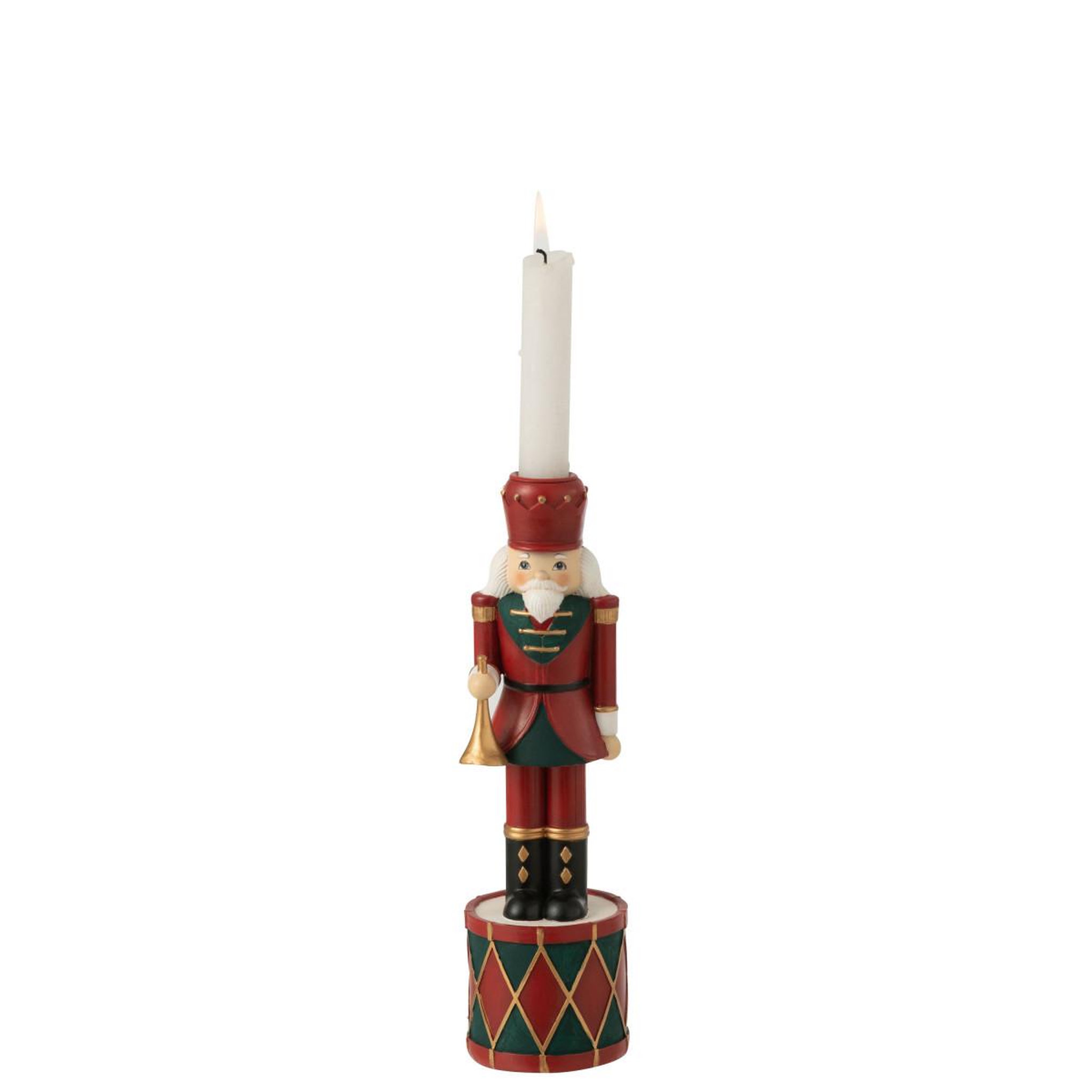 Voir la diapositive 2 : J-LINE Bougeoir de noël  casse-noisette  25cm rouge