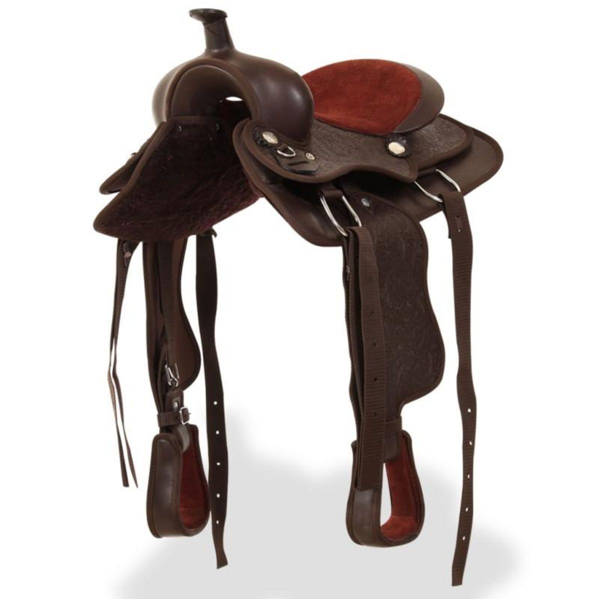 VIDAXL Selle, bridon et col de poitrine Cuir véritable 12 po Marron