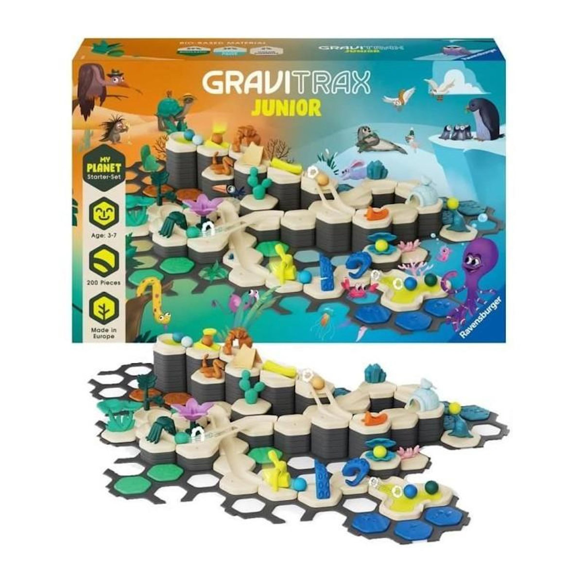 RAVENSBURGER Gravitrax Junior - Starter Set XXL My Planet 184 pieces - Circuit de billes - Jeu de construction créatif - Des 3 ans - Ravensb
