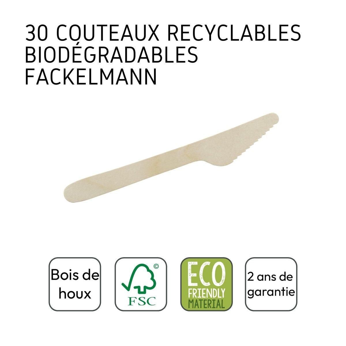 Fackelmann Ensemble de 60 Couteaux en bois jetables Fackelmann Move