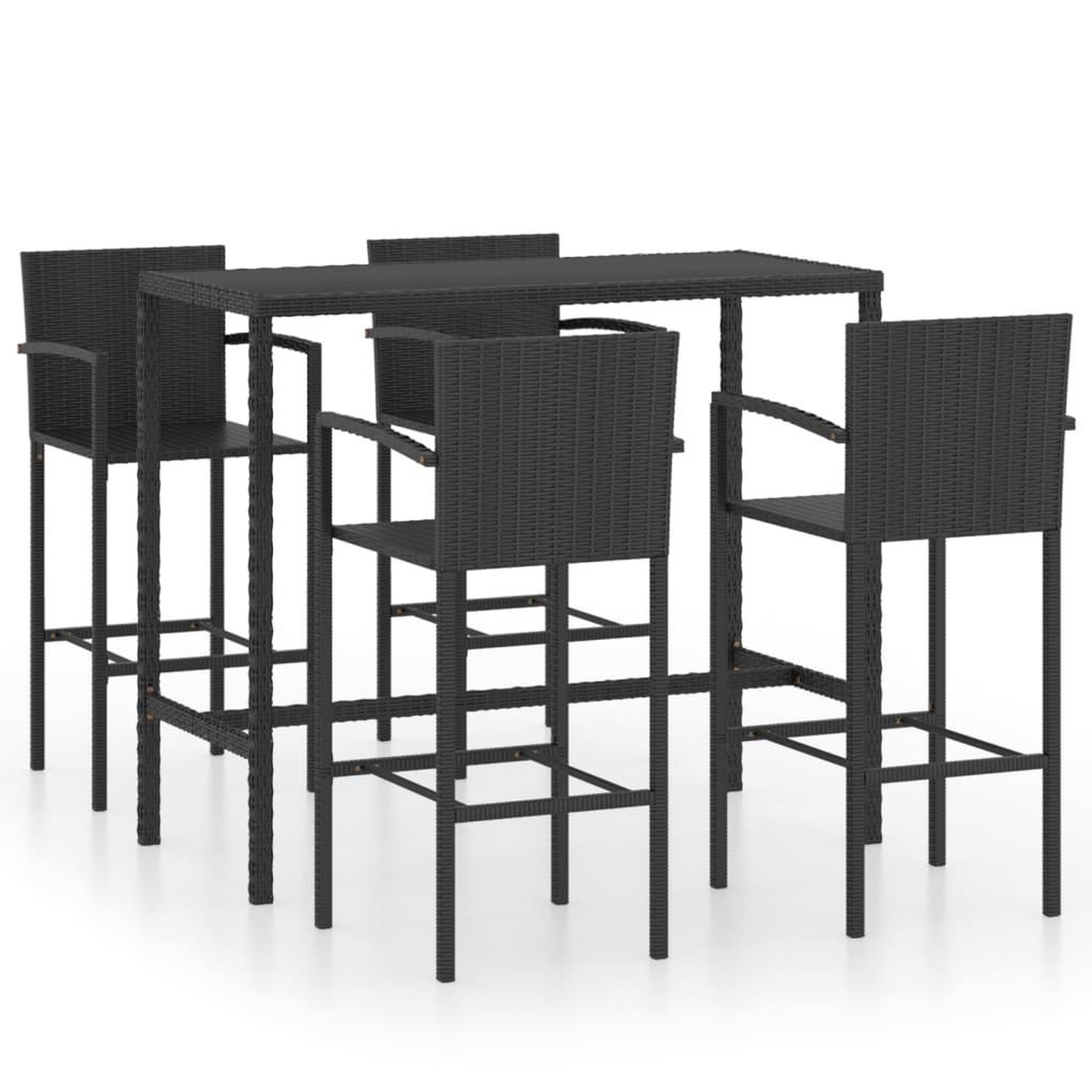 Voir la diapositive 2 : VIDAXL Ensemble de bar de jardin 5 pcs Resine tressee Noir
