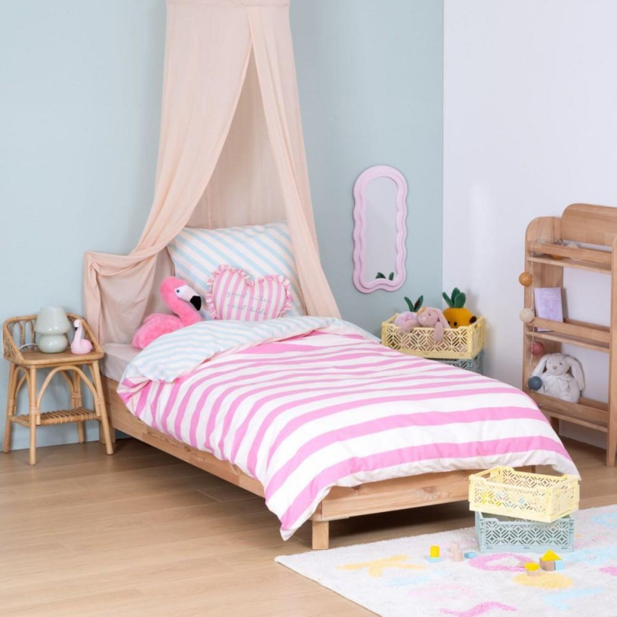 ATMOSPHERA Housse de couette enfant 140x200 Rayures + taie coton 57 fils