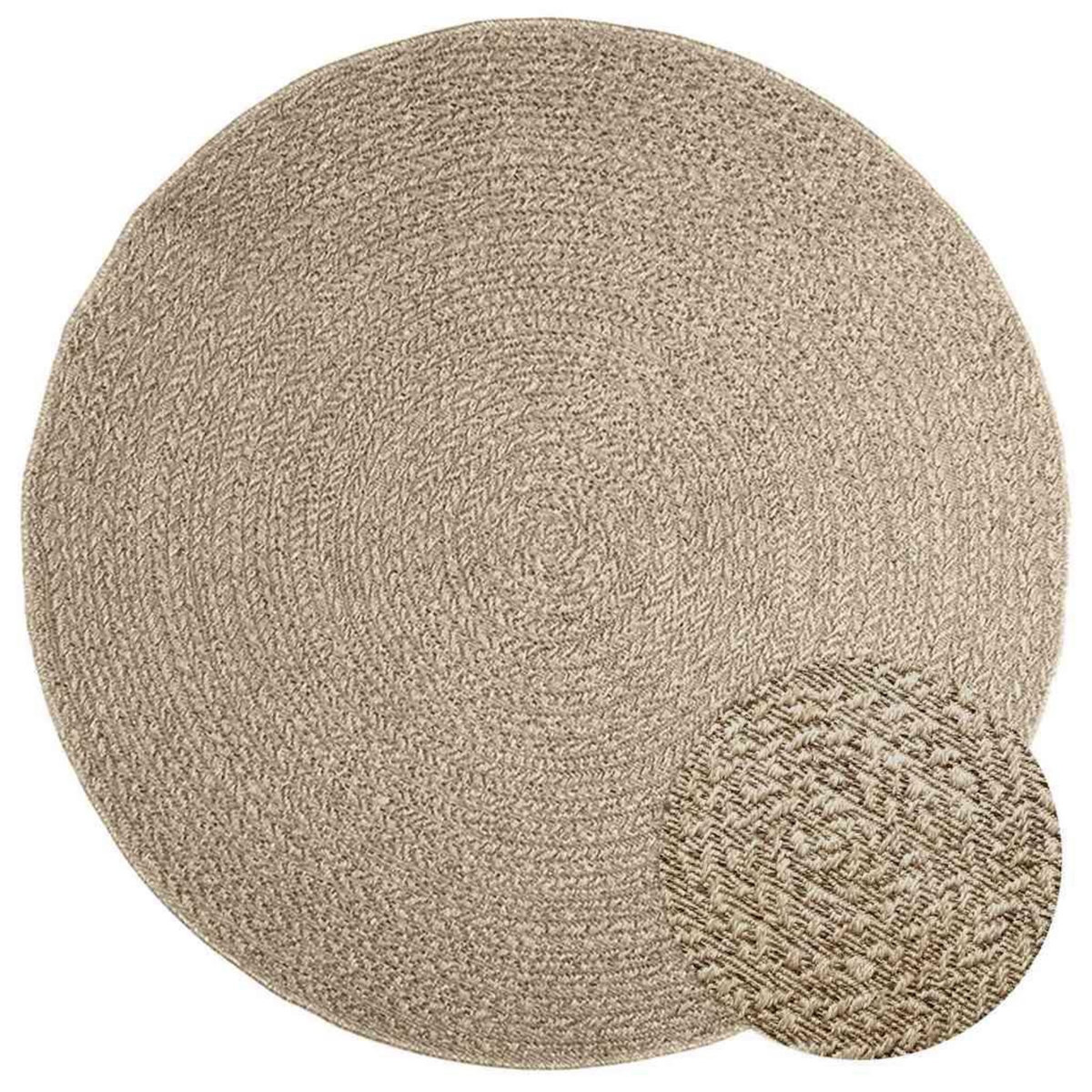 VIDAXL Tapis ZIZUR beige Ø 160cm aspect de jute interieur et exterieur