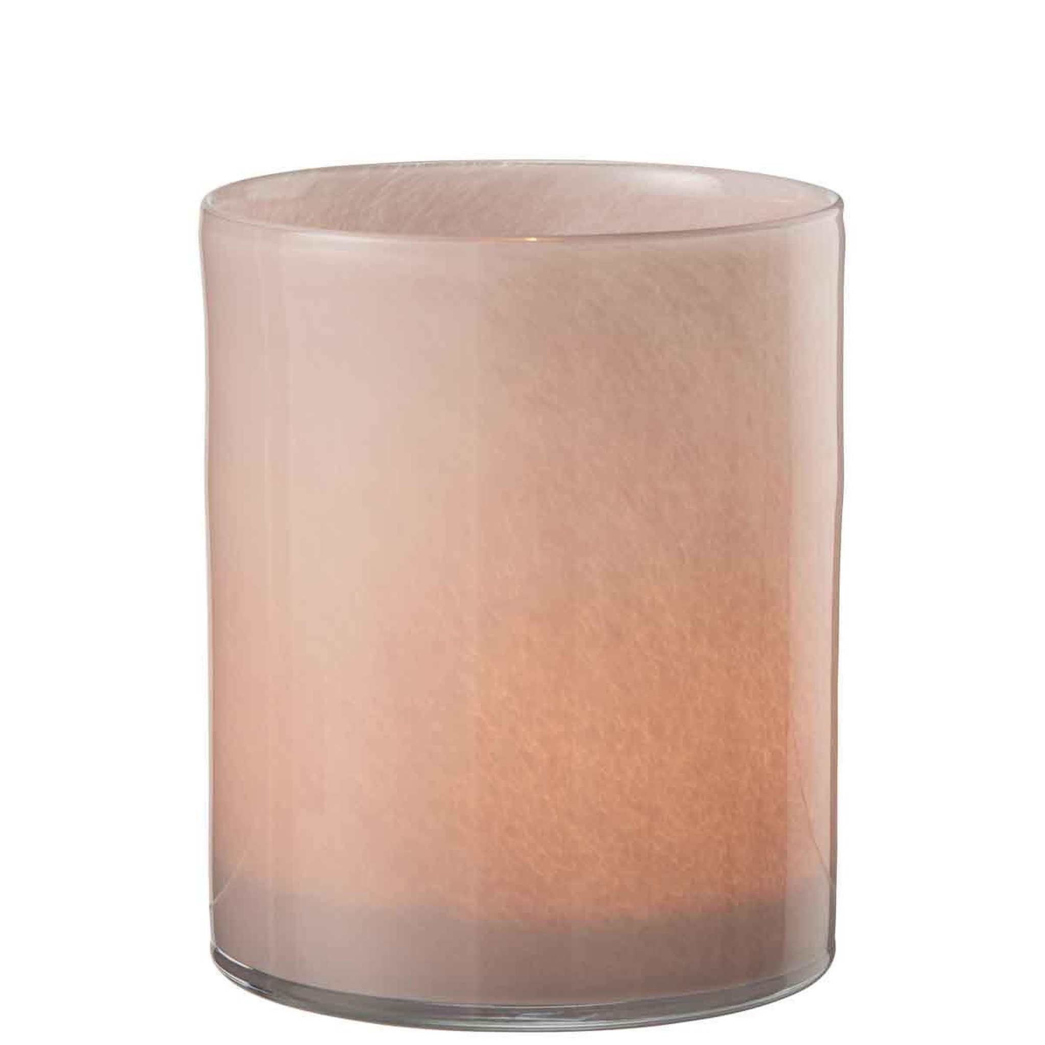 Voir la diapositive 2 : J-LINE Photophore design en verre  jade  18cm rose
