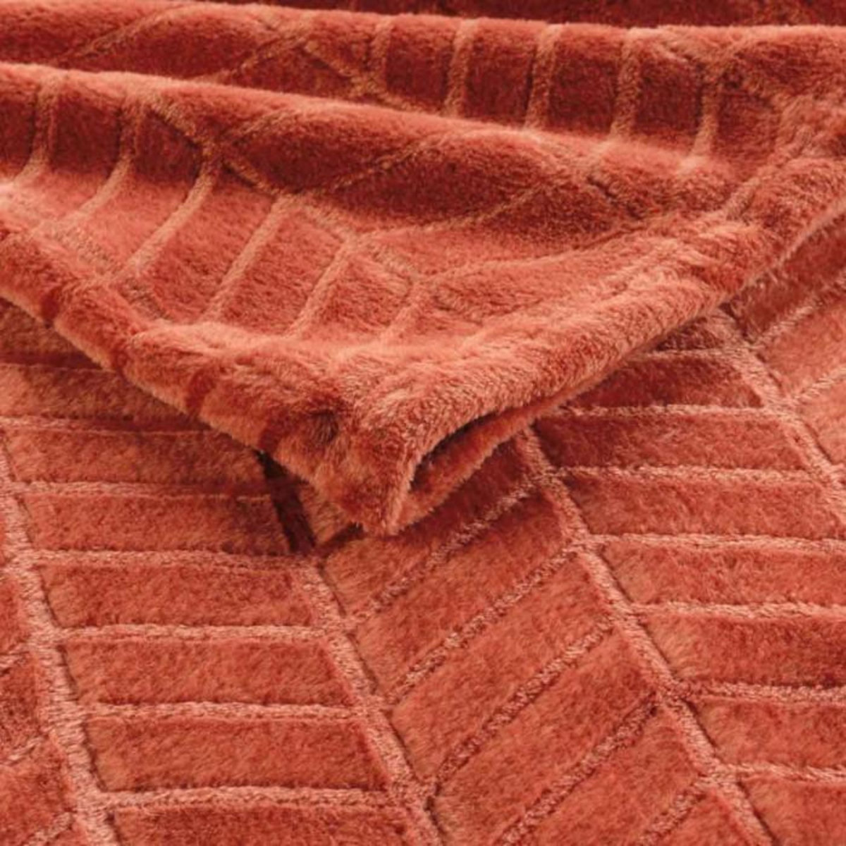 Paris Prix Plaid Flanelle Uni  Arya  180x220cm Terracotta