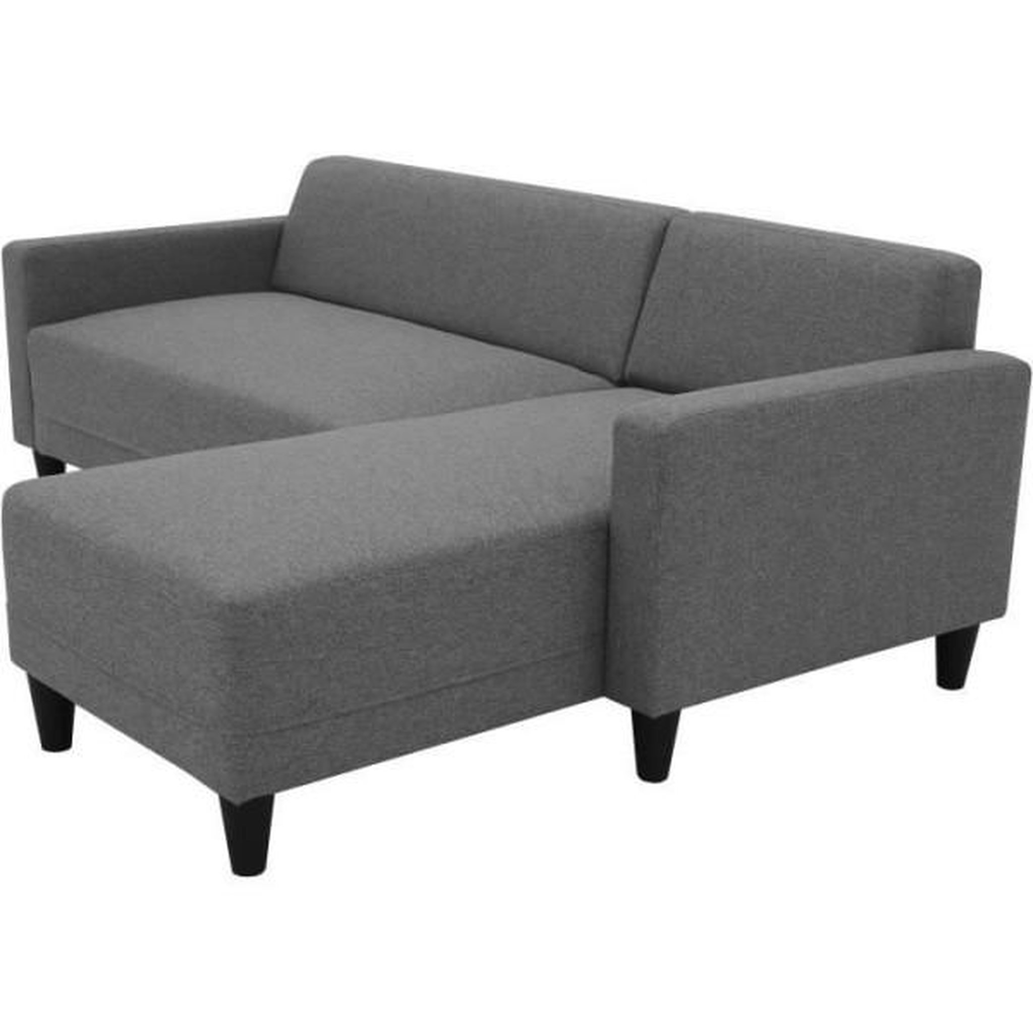 Voir la diapositive 5 : MARKET24 Canapé d'angle fixe 4 places BOB - Tissu anthracite - Réversible - L 197 x P 117 x H 65 cm