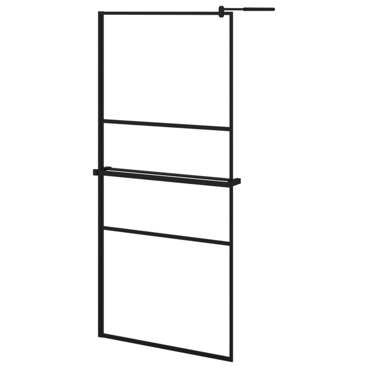 VIDAXL Paroi de douche avec etagere Noir 90x195 cm Verre ESG&Aluminium