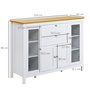 Voir la diapositive 3 : HOMCOM Buffet style classique chic multi-rangement 2 portes 2 étagères réglables 2 tiroirs coulissants placard 2 portes MDF blanc plateau aspect bois clair
