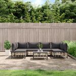 VIDAXL Salon de jardin 7 pcs avec coussins anthracite resine tressee