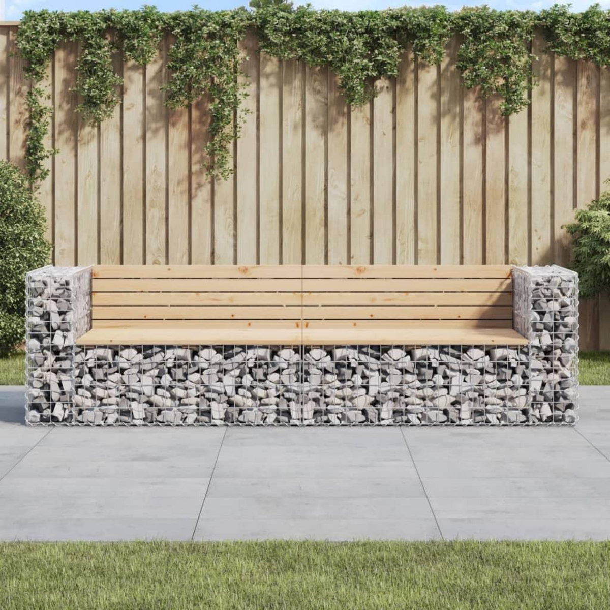 VIDAXL Banc de jardin design gabion 244x71x65,5 cm bois massif de pin