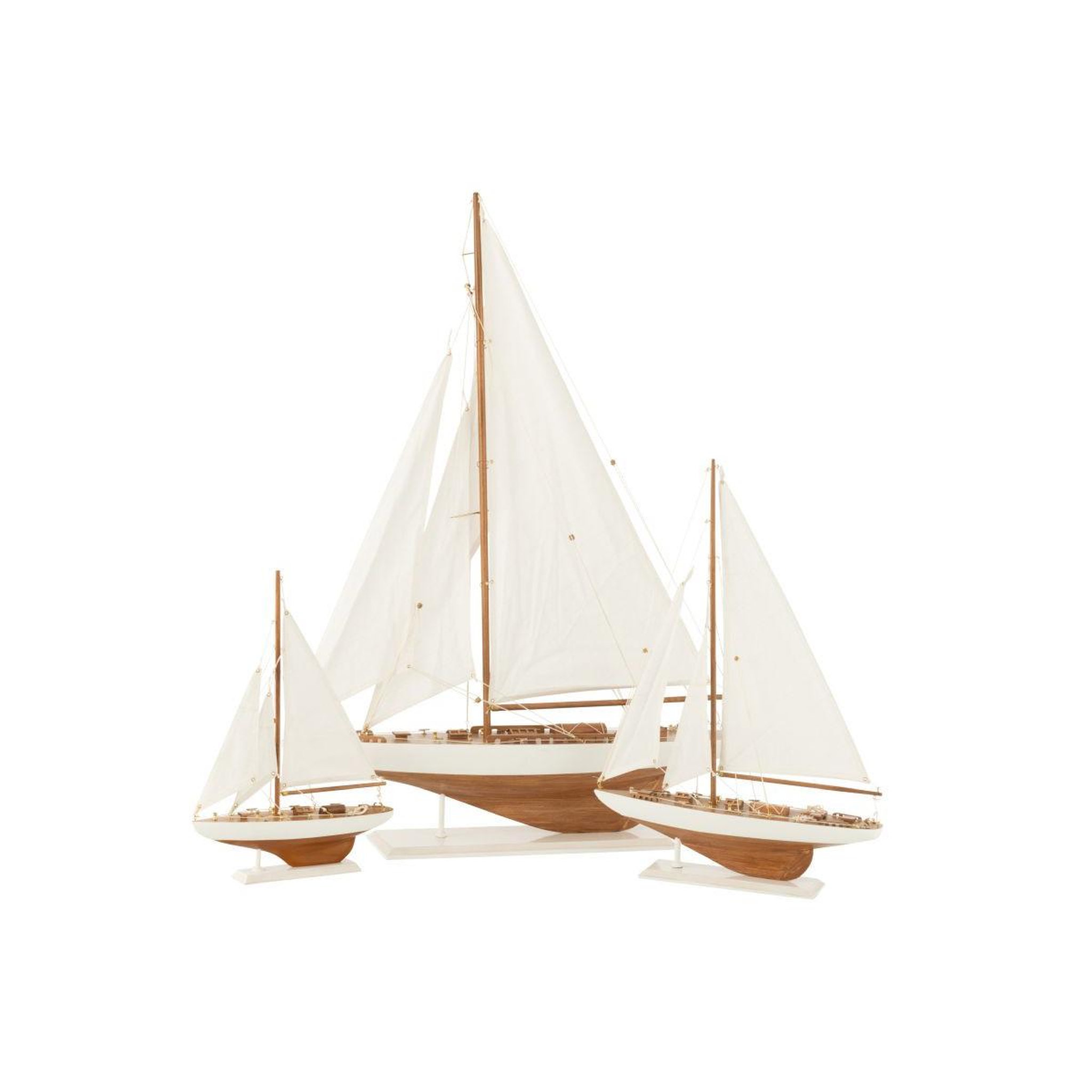 Voir la diapositive 2 : J-LINE Voilier déco en bois  harrison  59cm blanc