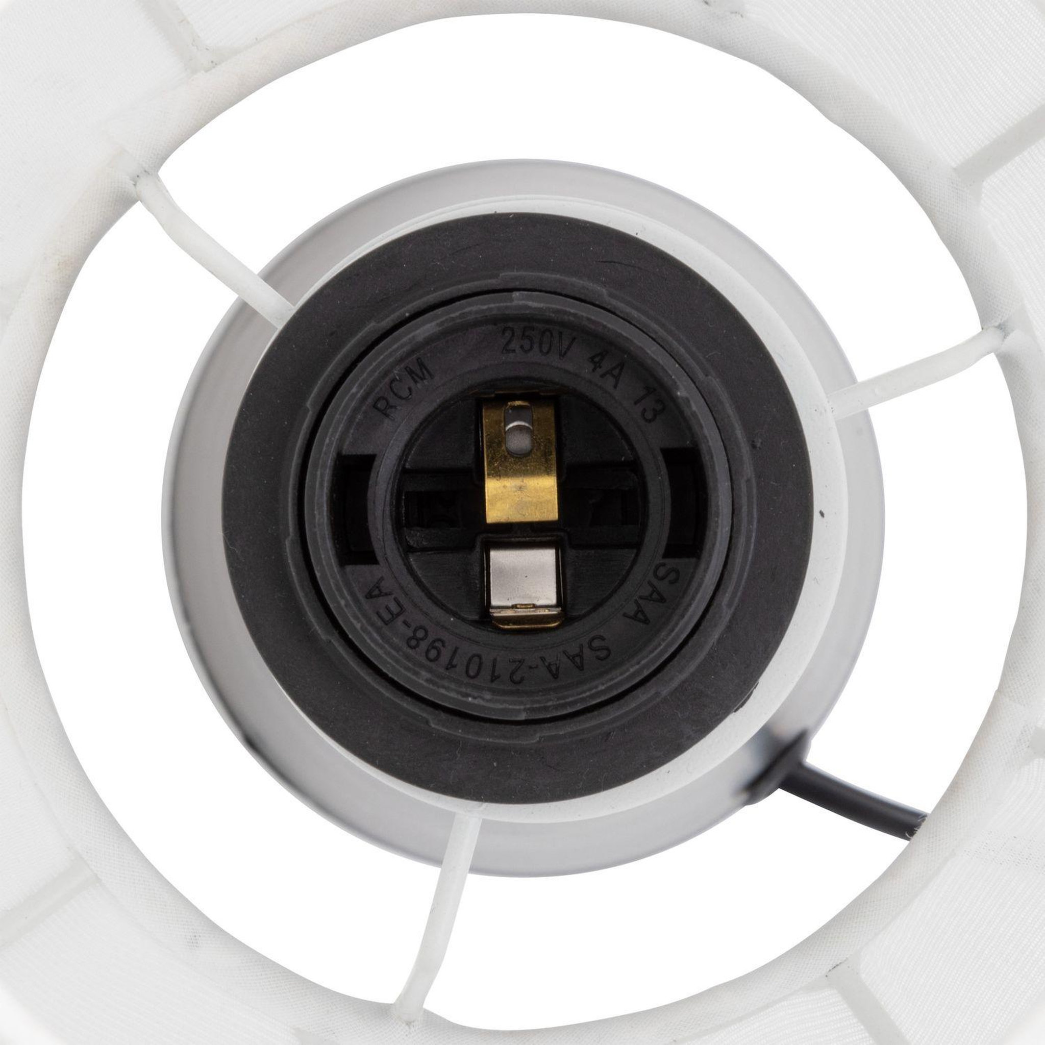 Voir la diapositive 5 : ATMOSPHERA Lampe à poser en métal et coton tobie - h. 33 cm - blanc et noir