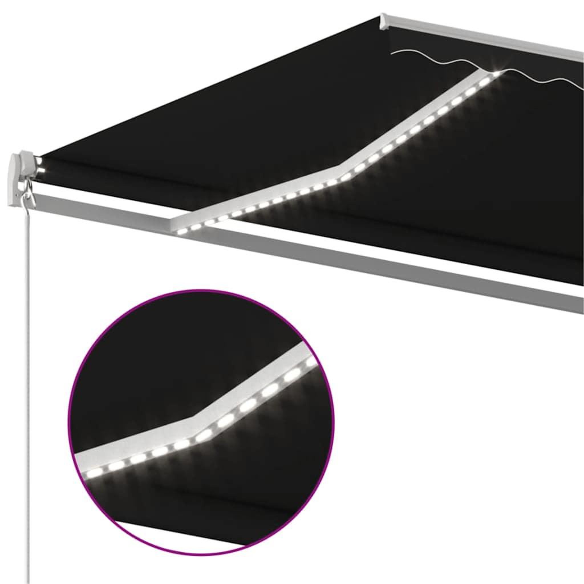 Voir la diapositive 5 : VIDAXL Auvent manuel retractable avec LED 500x300 cm Anthracite