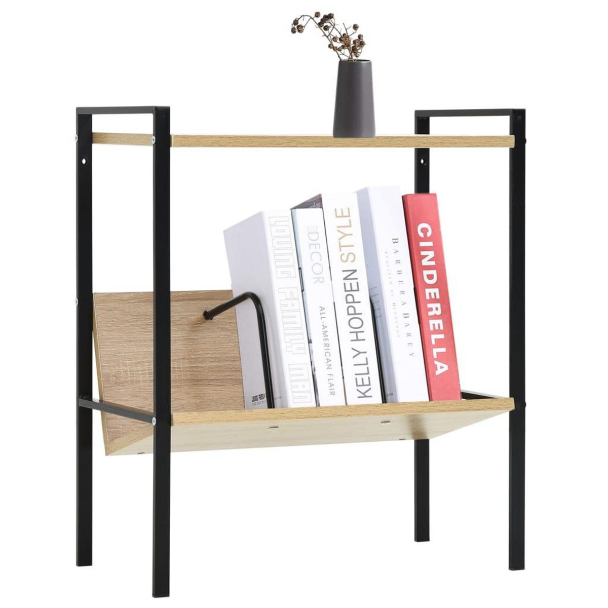 VIDAXL Bibliotheque 2 niveaux noir chene 52x28x59 cm bois d'ingenierie