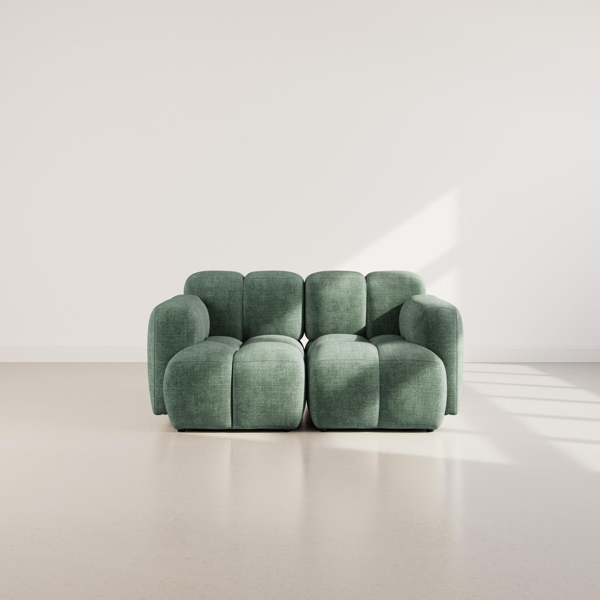 Voir la diapositive 2 : BEST MOBILIER Grace - canapé modulable 2 places en velours texturé