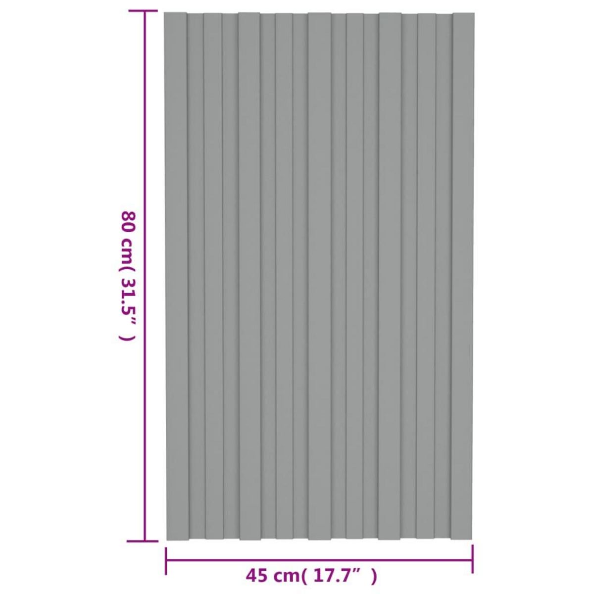 VIDAXL Panneaux de toiture 12 pcs Acier galvanise Gris 80x45 cm