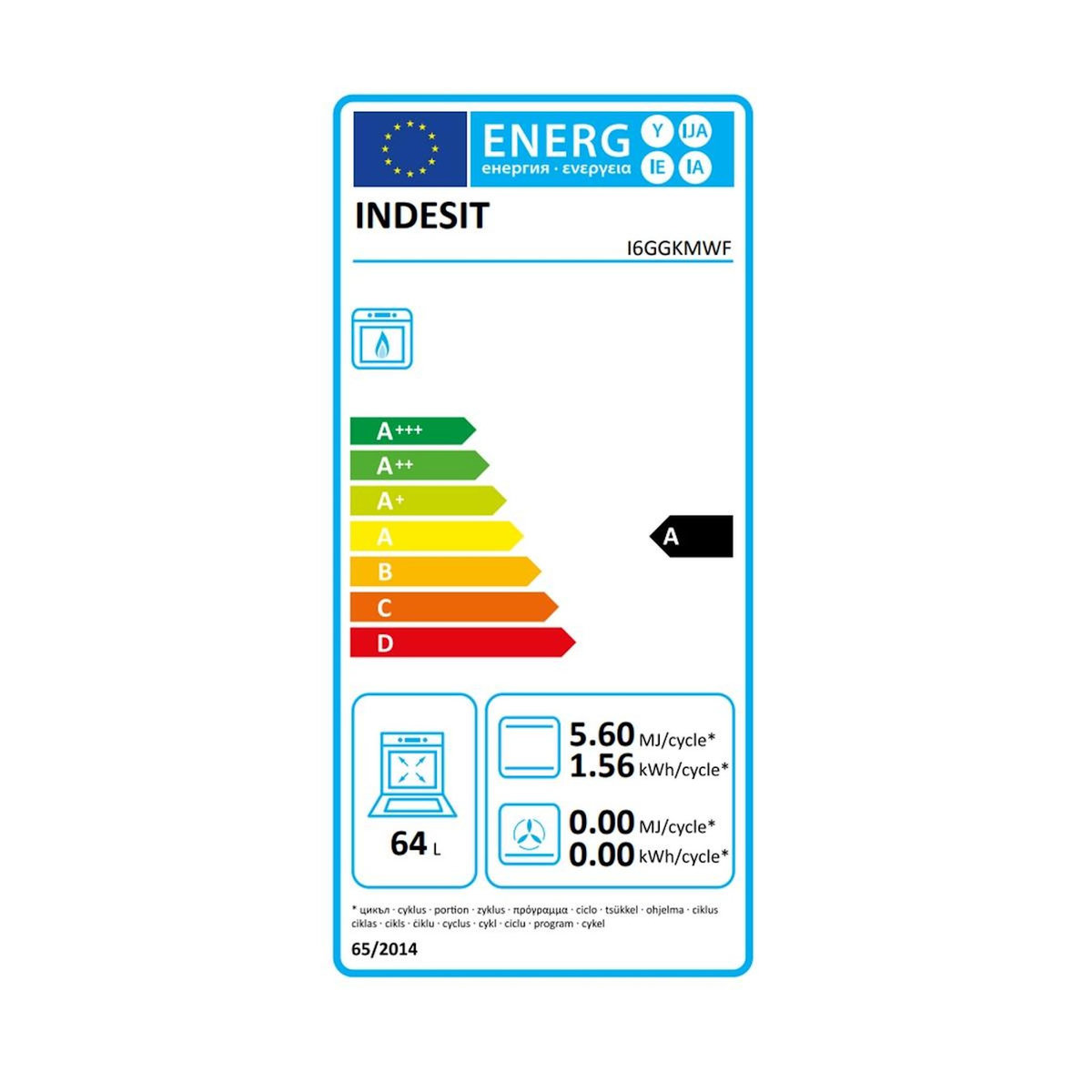 Indesit Cuisinière gaz 60cm 4 feux blanc - I6GGKMWF