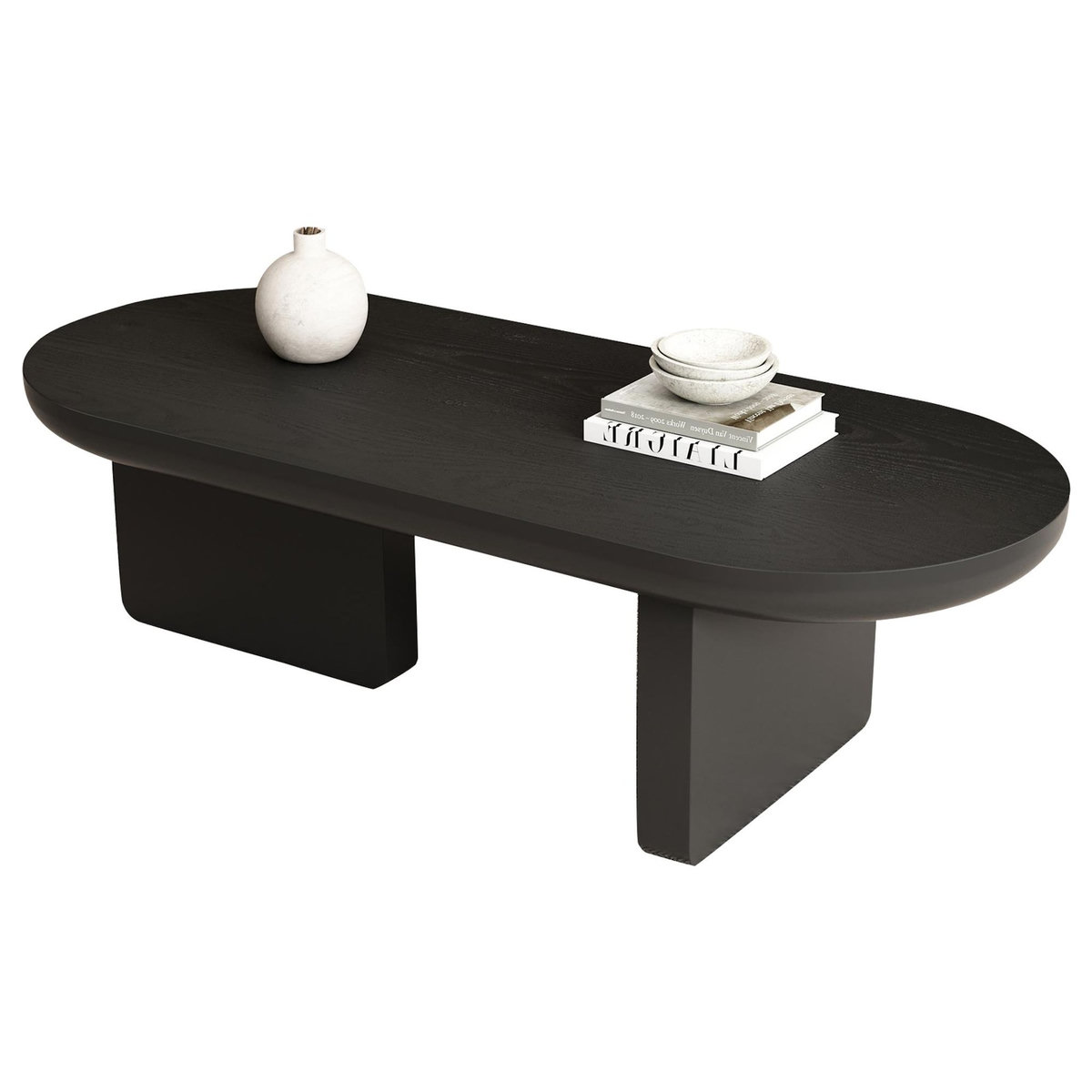 MERAX Table basse ovale noir - 49,8x119,7 cm mdf
