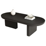 MERAX Table basse ovale noir - 49,8x119,7 cm mdf