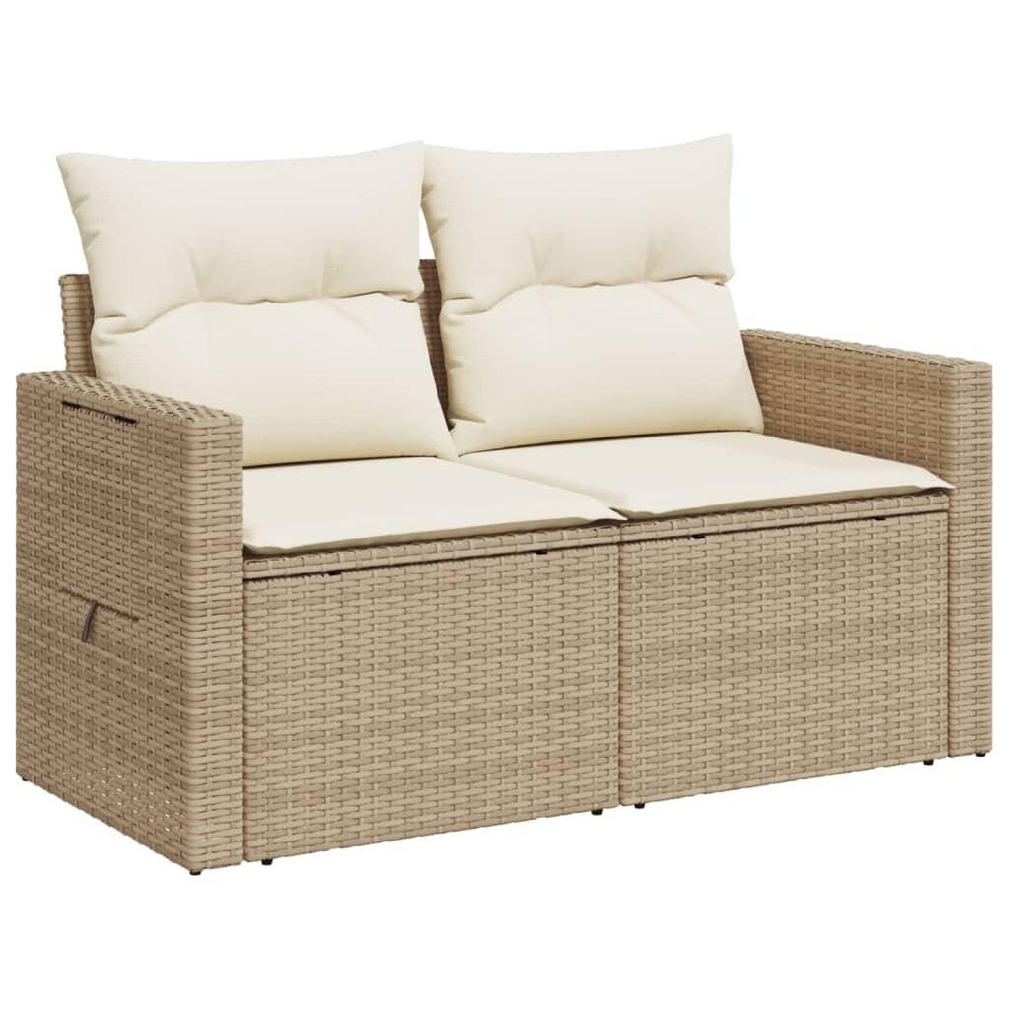 Voir la diapositive 4 : VIDAXL Canape de jardin avec coussins 2 places beige resine tressee