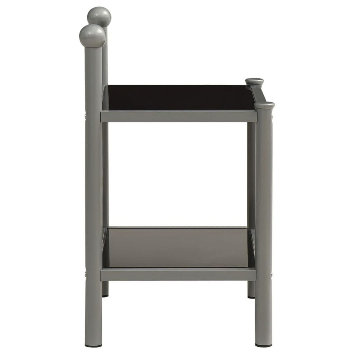 VIDAXL Table de chevet Gris et noir 45x34,5x60,5 cm Metal et verre