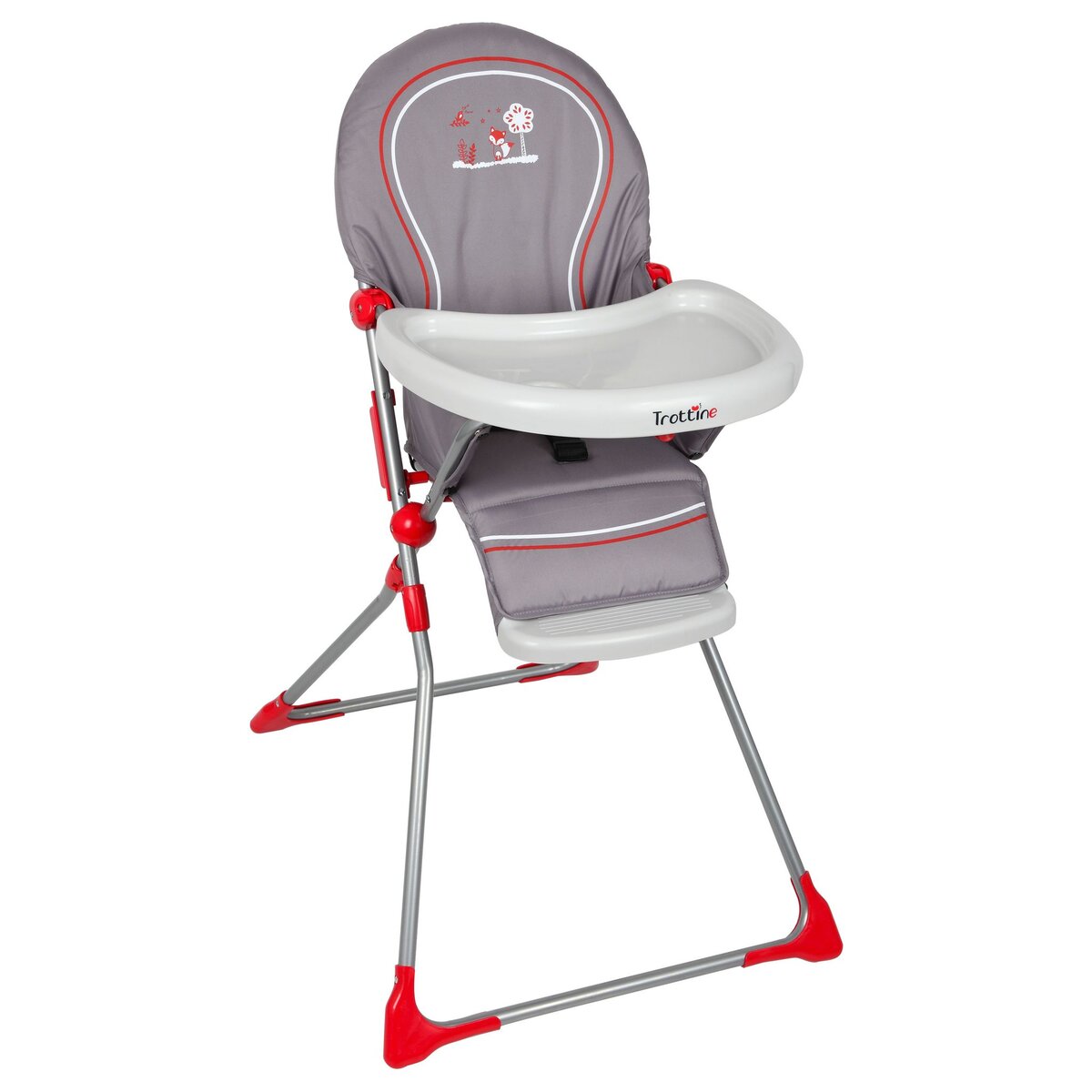 TROTTINE Chaise Haute bébé gris/rouge Keppler Forest