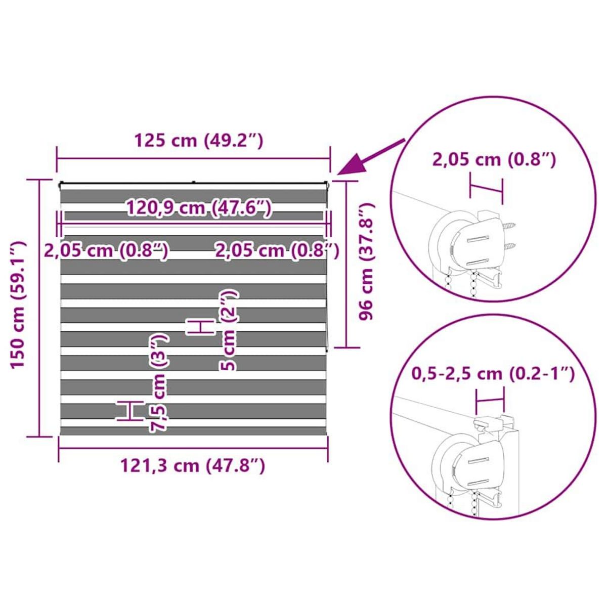 VIDAXL Store zebre blanc 125x150 cm largeur du tissu 120,9cm polyester