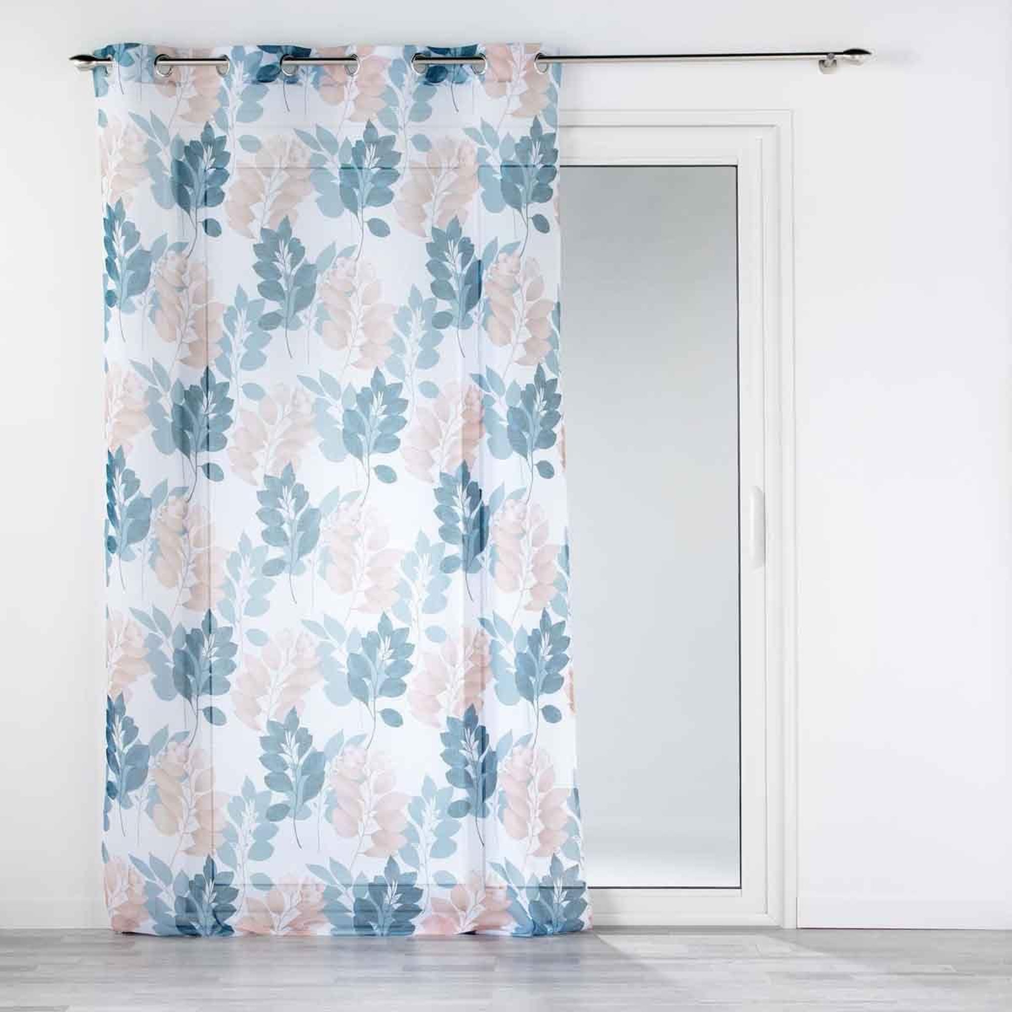 Douceur d'Intérieur Rideau voilage à œillets  belline  140x240cm blanc & bleu