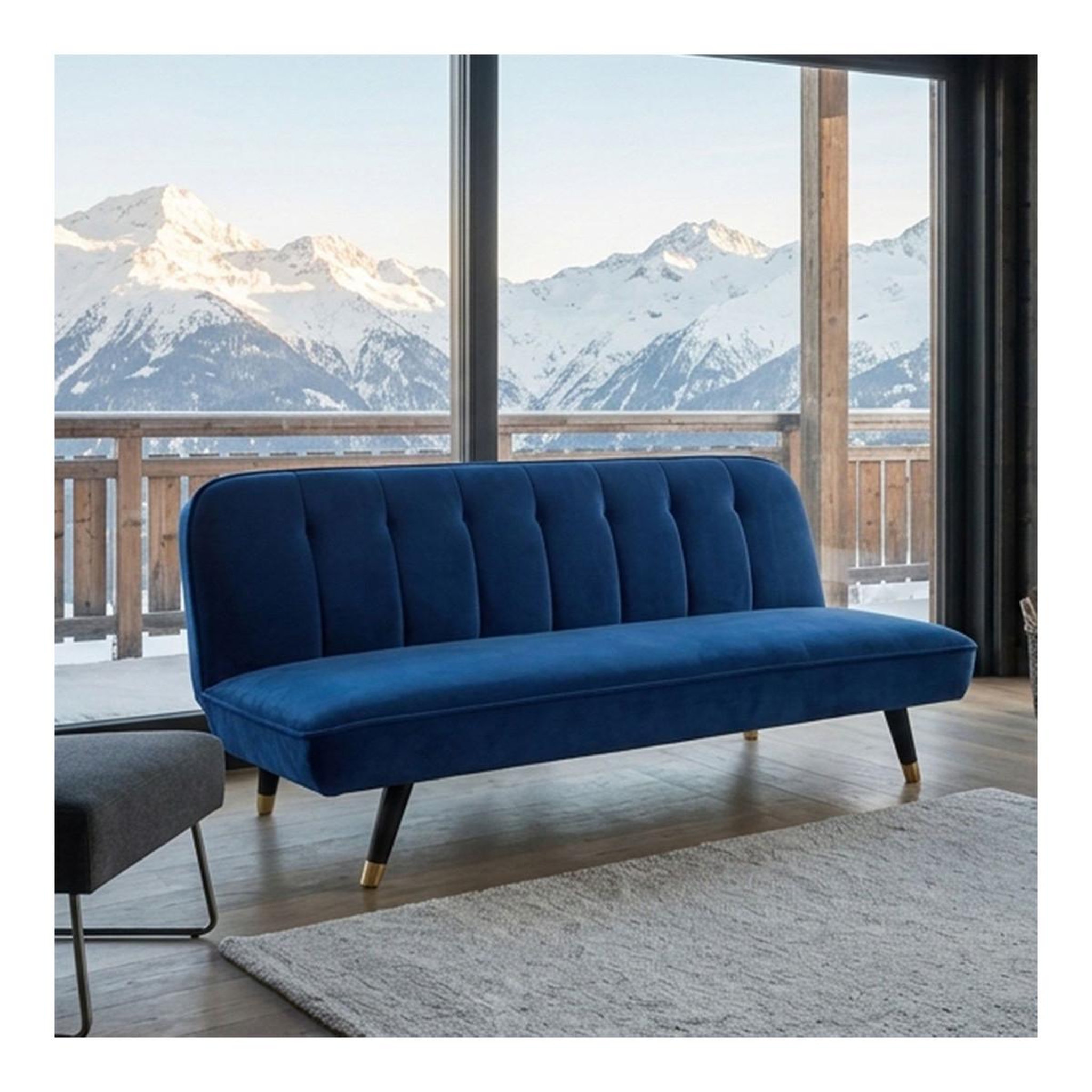 Voir la diapositive 6 : Paris Prix Canapé convertible en velours  seattle  180cm bleu