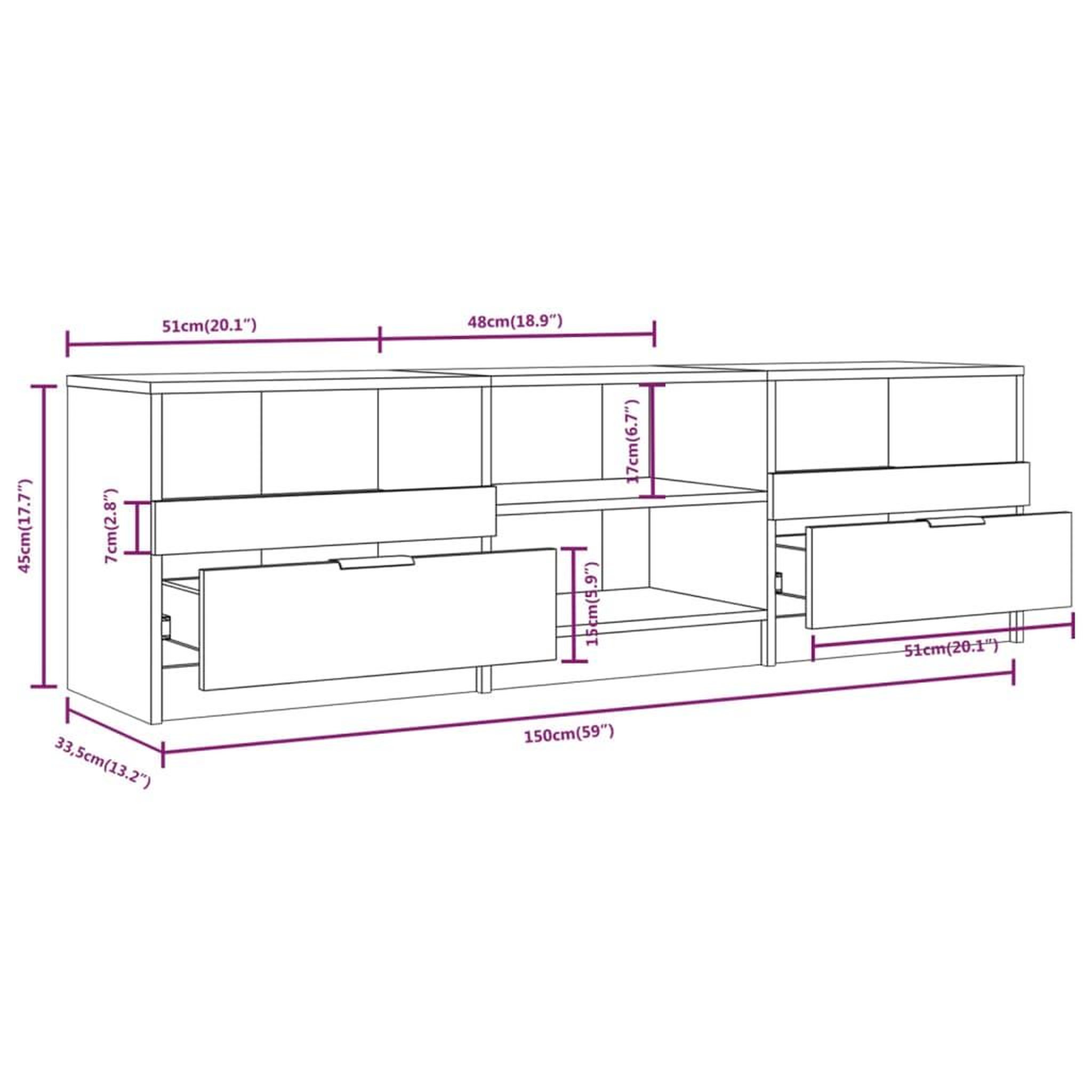 Voir la diapositive 6 : VIDAXL Meuble TV Blanc brillant 150x33,5x45 cm Bois d'ingenierie
