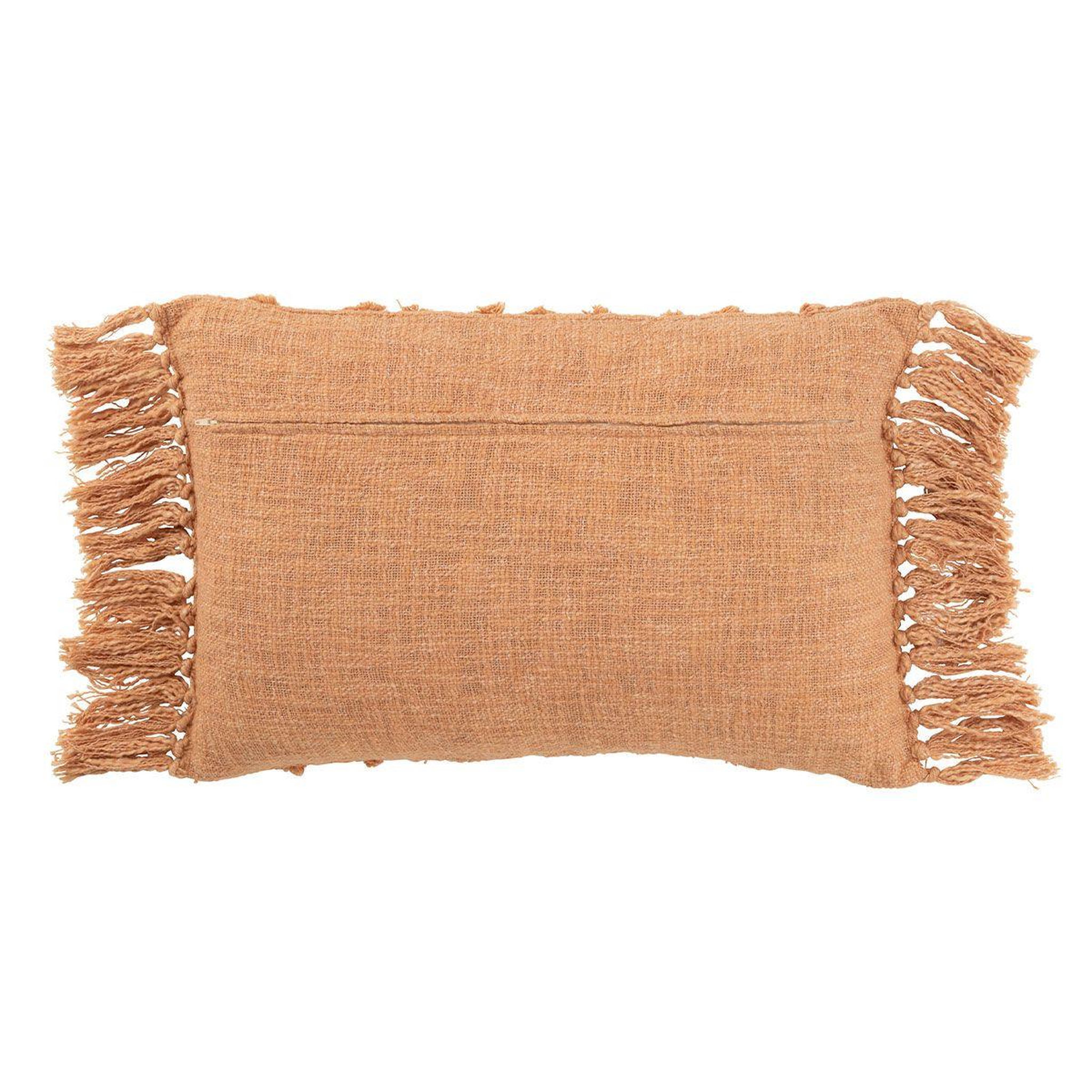 Voir la diapositive 2 : J-LINE Coussin déco pompons  amalia  40x78cm corail