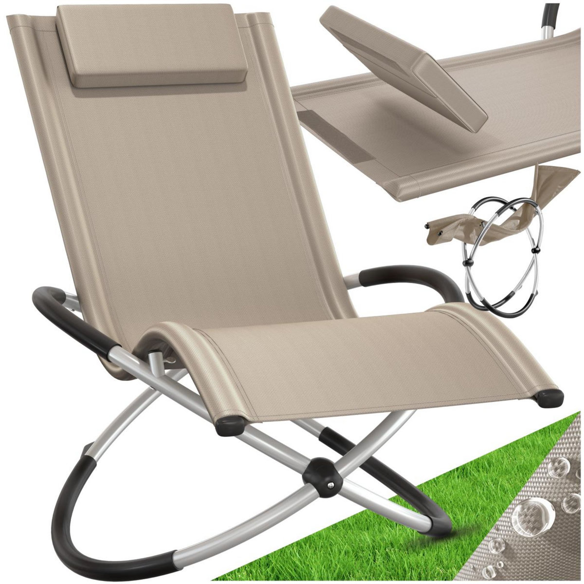 tectake Bain de soleil avec textilène beige