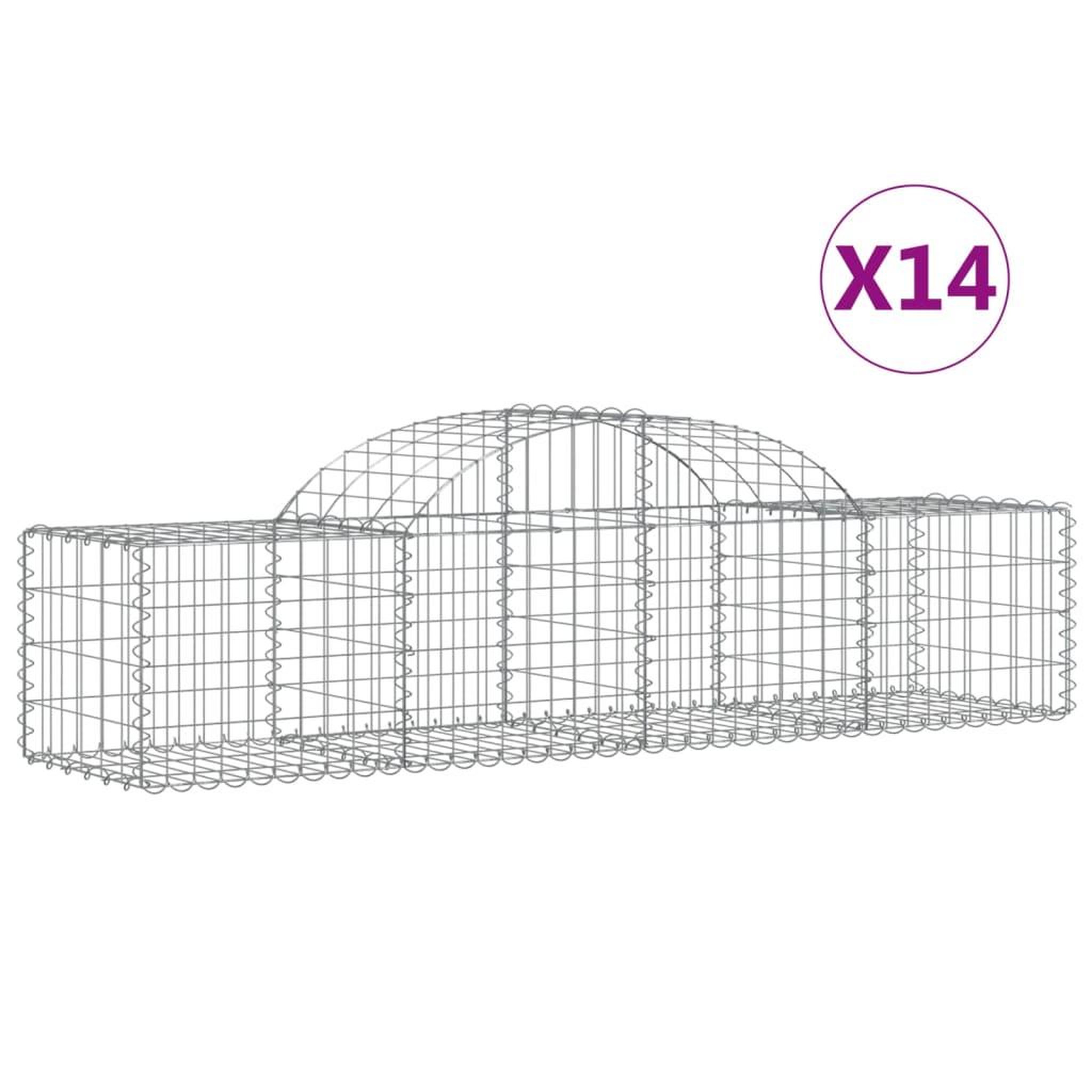Voir la diapositive 2 : VIDAXL Paniers a gabions arques 14 pcs 200x50x40/60 cm fer galvanise