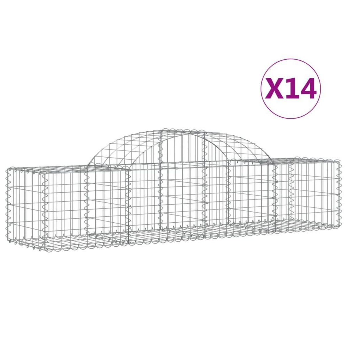 VIDAXL Paniers a gabions arques 14 pcs 200x50x40/60 cm fer galvanise