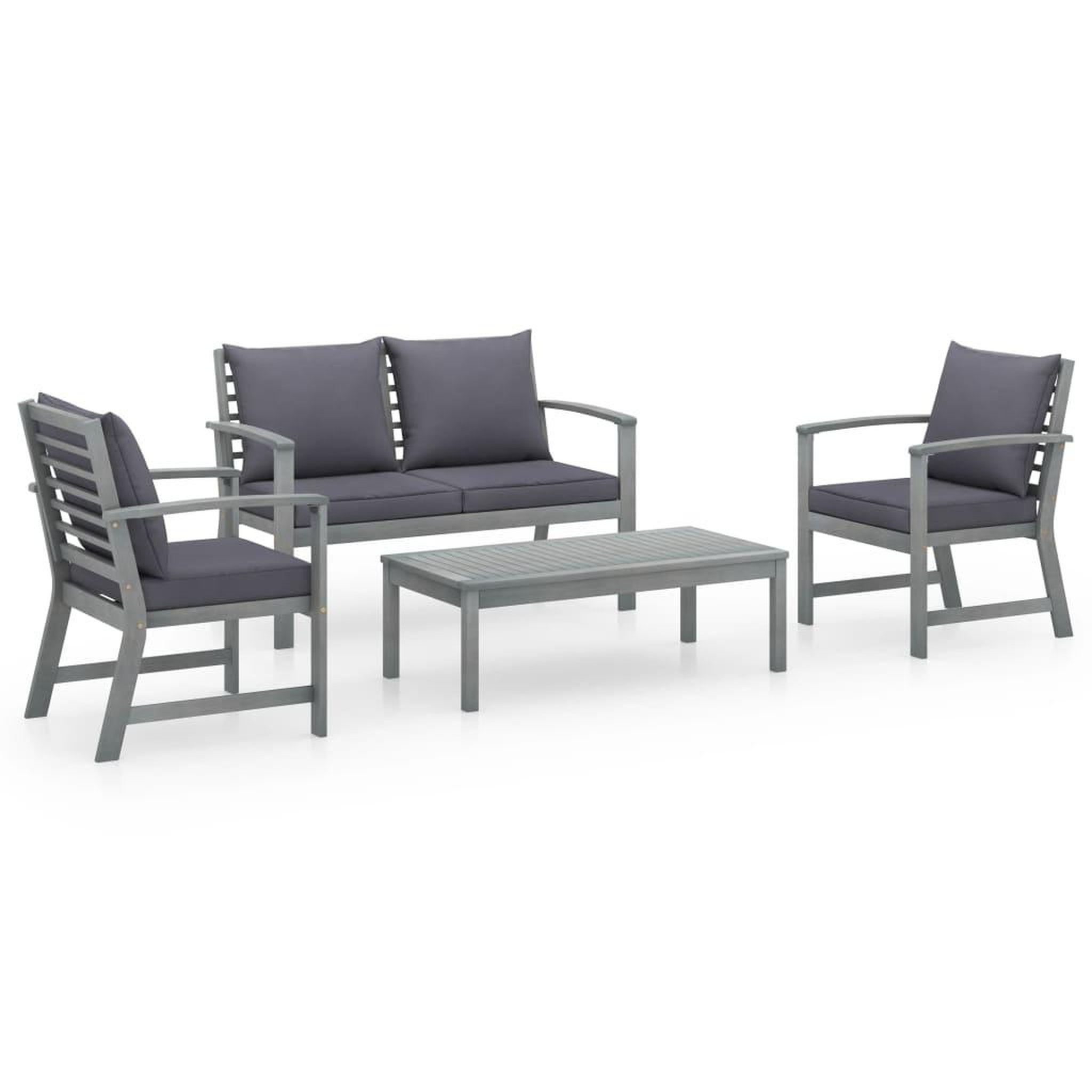 Voir la diapositive 1 : VIDAXL Salon de jardin 4 pcs avec coussins Bois d'acacia solide